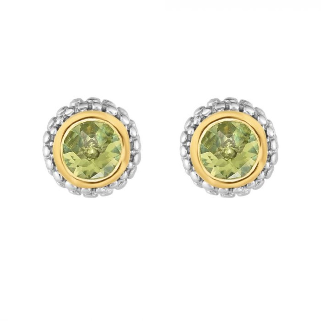 Sterling Silver 18k Gold Popcorn Peridot Stud Earrings 179$